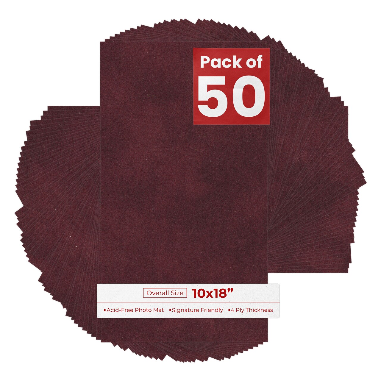 Dark Red Suede 10x18 Uncut Mat Board - Blank Sheets, No Opening